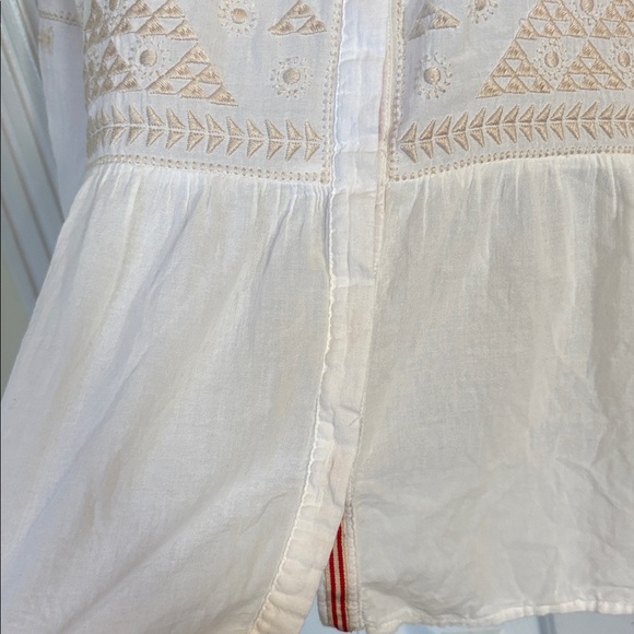 Johnny Was White and Tan Embroidered Shirt - Picture 5 of 8